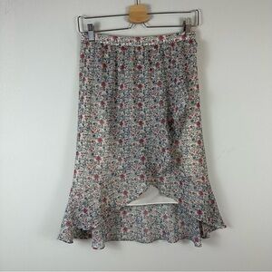 Madewell | Colorful Floral Faux Wrap Midi Skirt Size 0